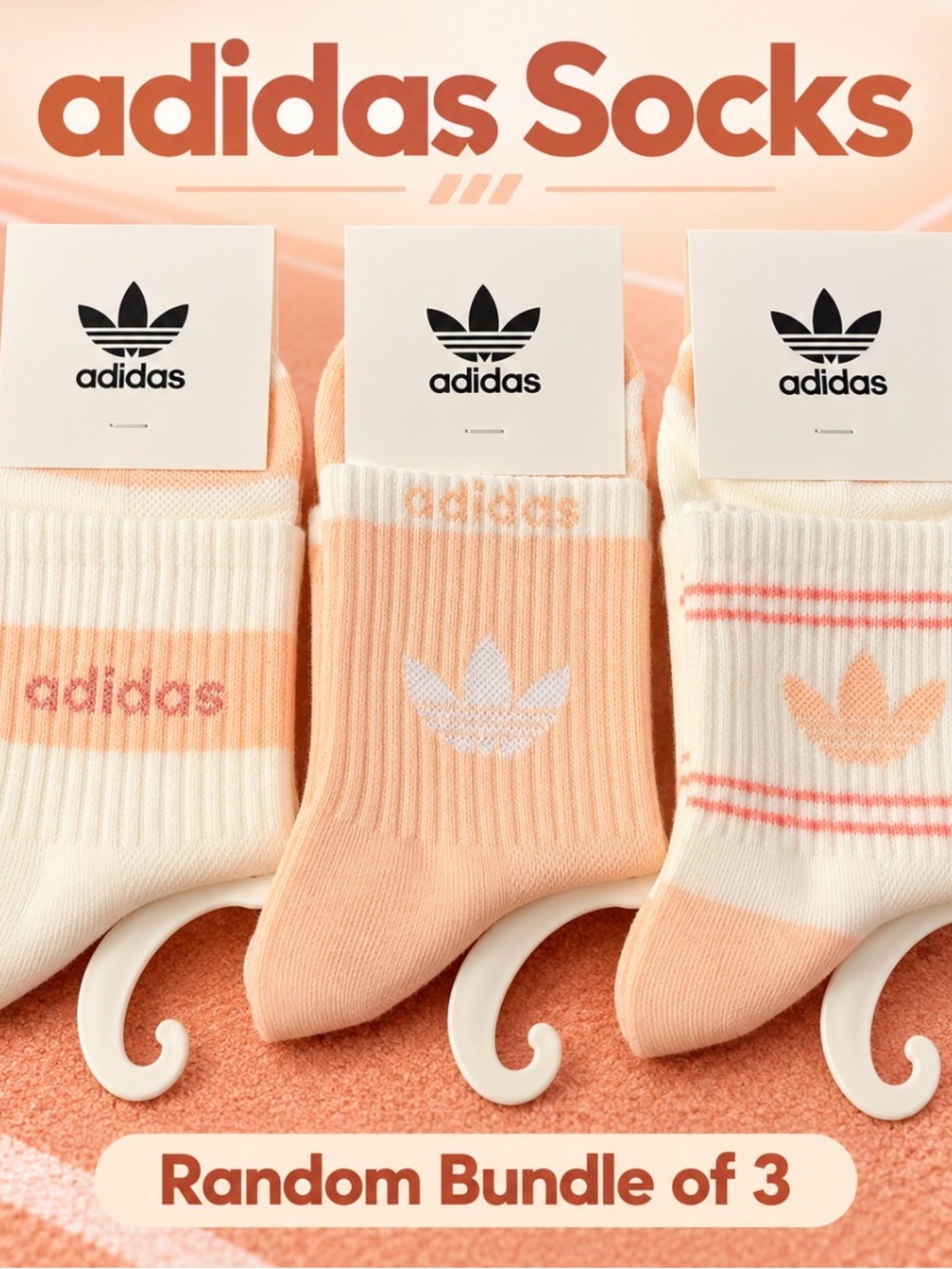 adidas Peach & Cream Crew Socks - 3-Pack